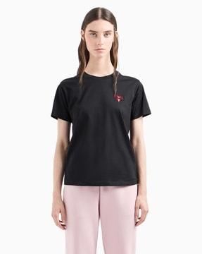 regular fit crew-neck t-shirt with logo embroidery