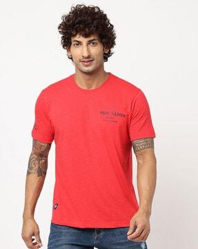 regular fit crew-neck t-shirt with logo print