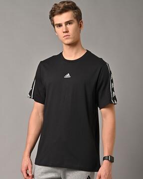 regular fit crew-neck t-shirt with logo taping