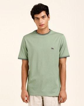 regular fit crew-neck t-shirt with placement embroidery