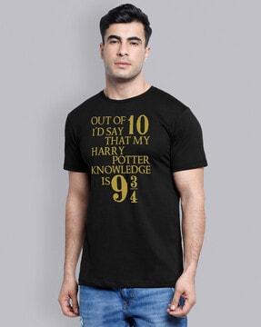 regular fit crew-neck t-shirt with typography print