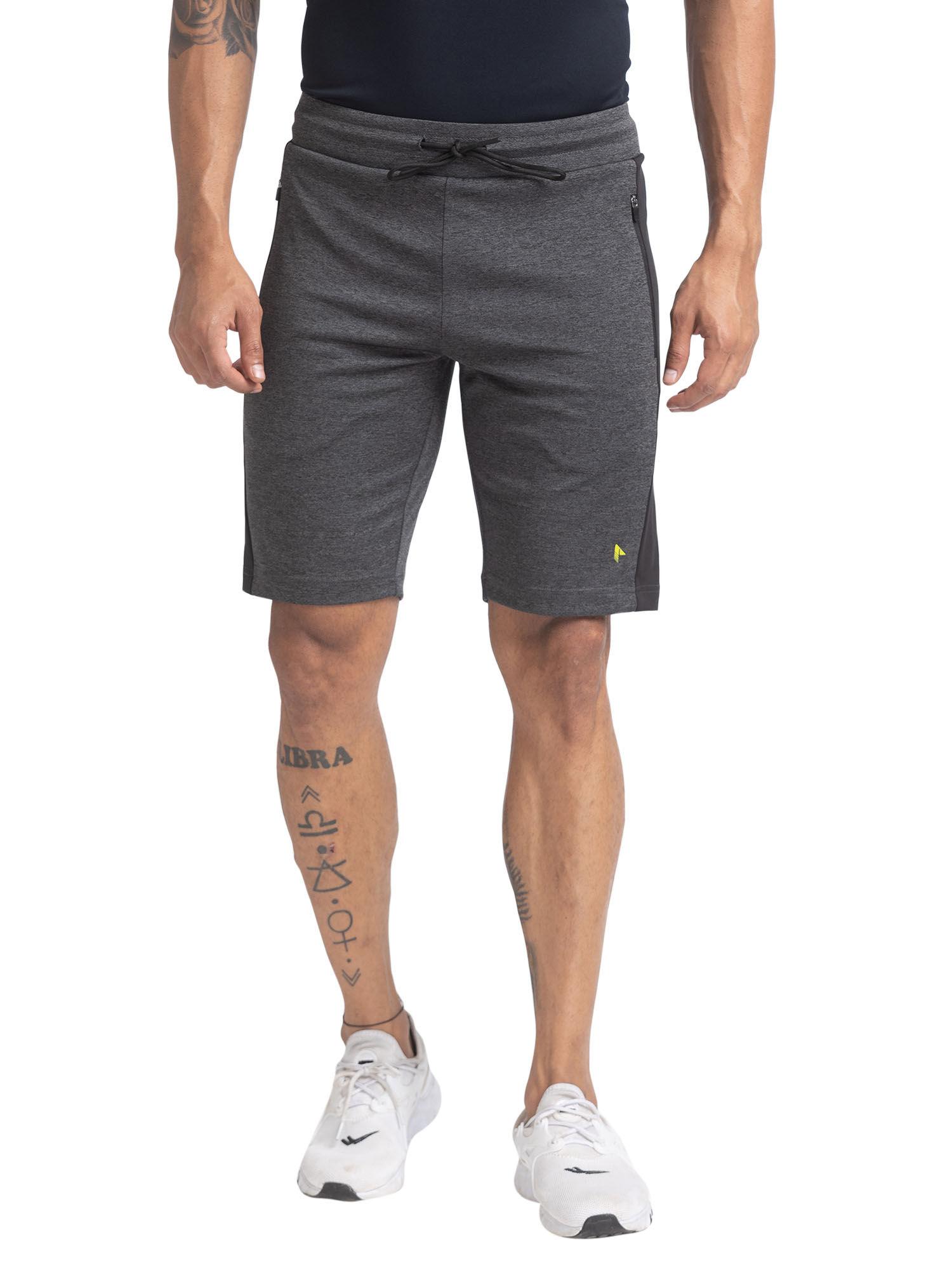 regular fit cut & sew grey shorts