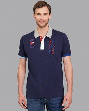 regular fit embroidered cotton polo t-shirt