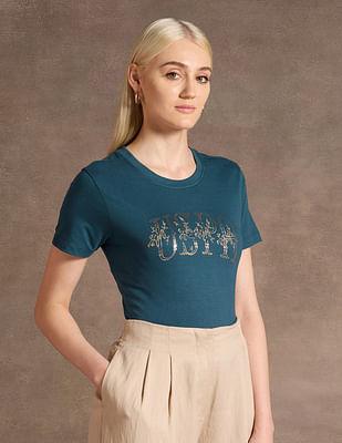 regular fit embroidered cotton t-shirt