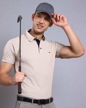 regular fit embroidered logo polo t-shirt with short sleeves