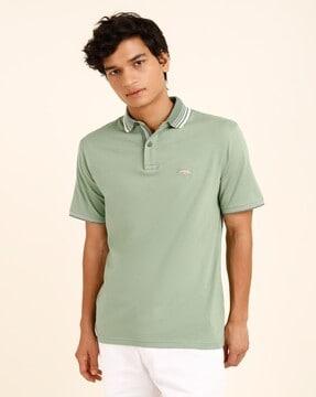 regular fit embroidered polo t-shirt with short sleeves