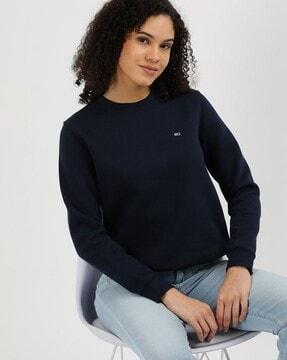 regular fit flag crew-neck sweatshirt