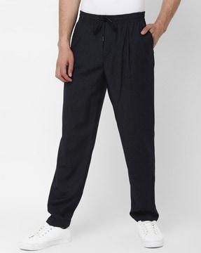 regular fit flat-front trousers