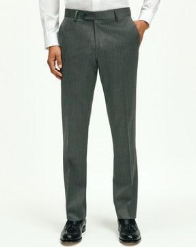 regular fit flat-front trousers