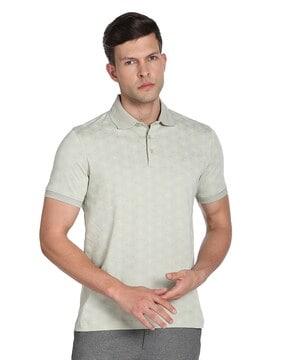 regular fit floral print cotton polo t-shirt