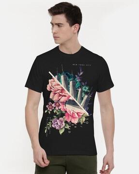 regular fit floral print crew-neck t-shirt