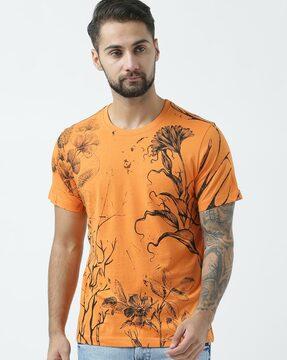 regular fit floral print crew-neck t-shirt