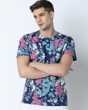 regular fit floral print crew-neck t-shirt