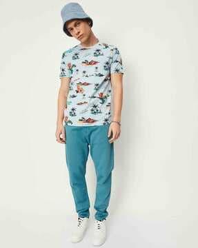 regular fit floral print round-neck t-shirt