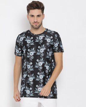 regular fit floral printed crew-neck t-shirt