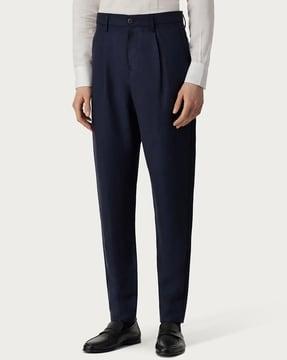 regular fit formal trousers with 1 pleat