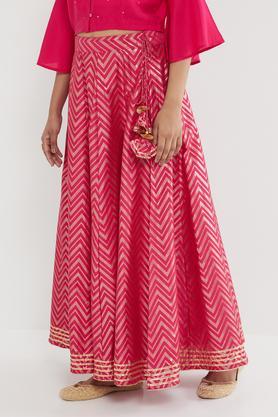 regular fit full length polyester blend women's fusion wear skirt - pink
