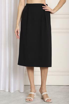 regular fit full length polyester women's casual wear skirts - black