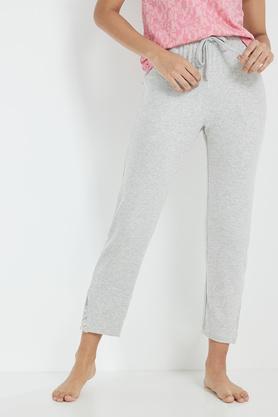 regular fit full length rayon womens casual wear pyjamas - grey melange