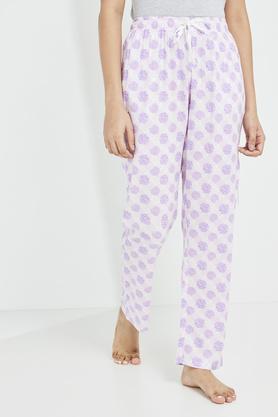 regular fit full length rayon womens casual wear pyjamas - lilac