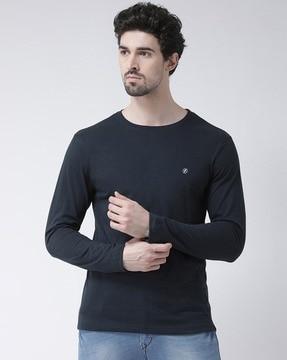 regular fit full sleeves crew-neck t-shirt