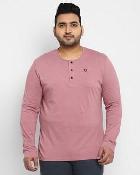 regular fit full sleeves henley t-shirt