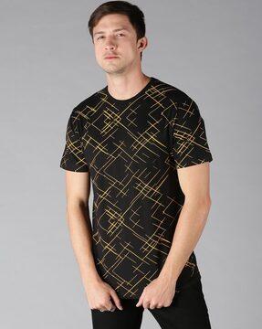 regular fit geometric print crew-neck t-shirt