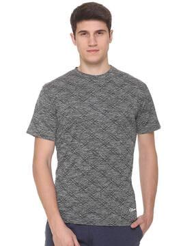 regular fit geometric print crew-neck t-shirt