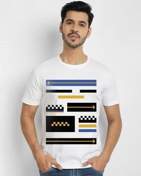 regular fit geometric print crew-neck t-shirt