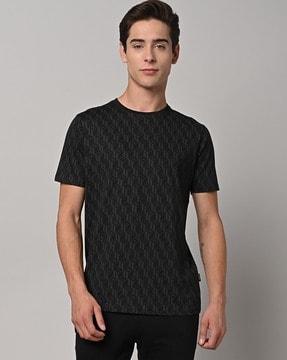 regular fit geometric print crew-neck t-shirt