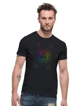 regular fit geometric print crew-neck t-shirt