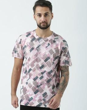 regular fit geometric print crew-neck t-shirt