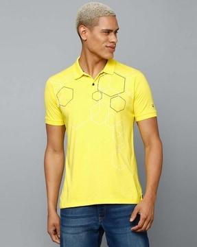 regular fit geometric print polo t-shirt