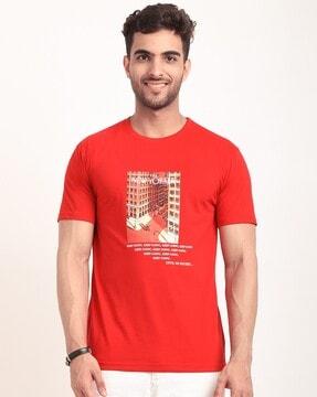 regular fit graphic print crew- neck t-shirt