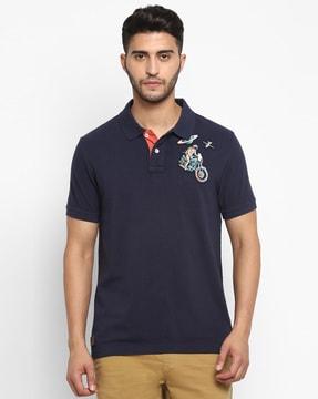 regular fit graphic print polo t-shirt