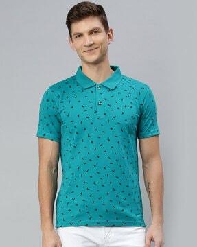 regular fit graphic print polo t-shirt