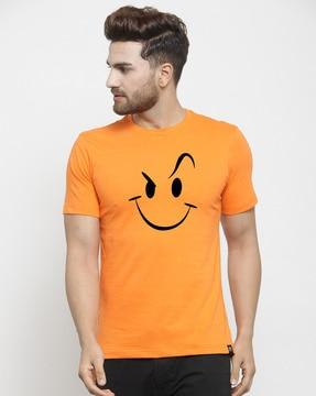 regular fit graphic print round neck t-shirt