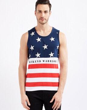 regular fit graphic print sleeveless t-shirt