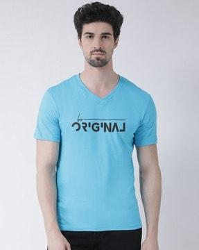 regular fit graphic print v-neck t-shirt