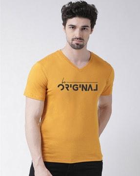 regular fit graphic print v-neck t-shirt