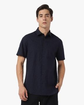 regular fit half sleeves shirt with logo