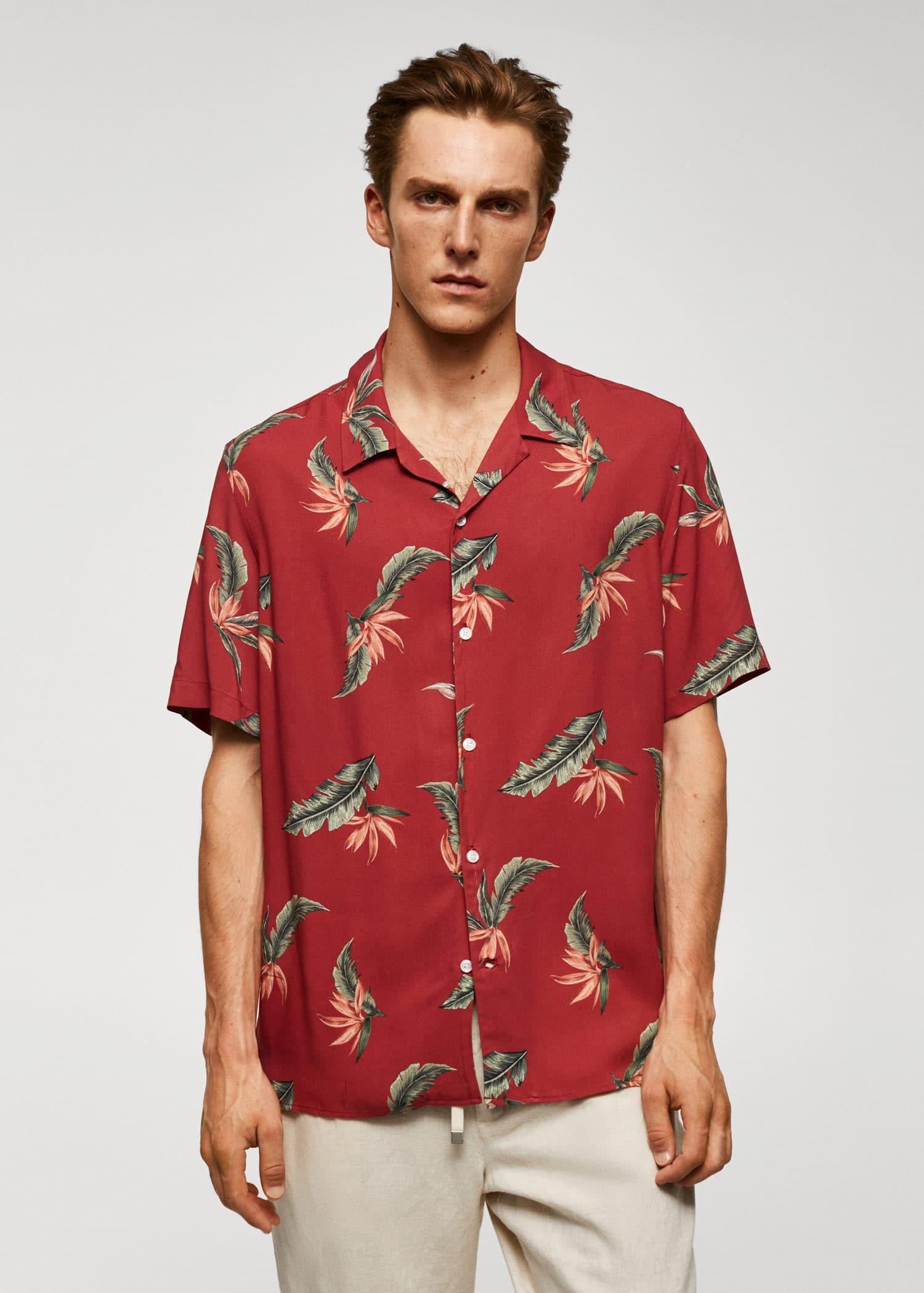regular-fit hawaiian print shirt