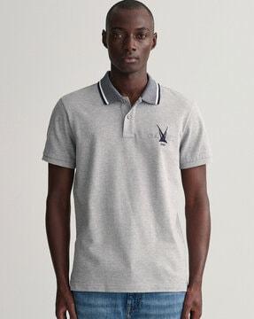 regular fit heathered cotton polo t-shirt