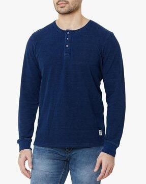 regular fit heathered henley t-shirt