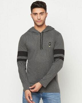 regular fit heathered hooded t-shirt