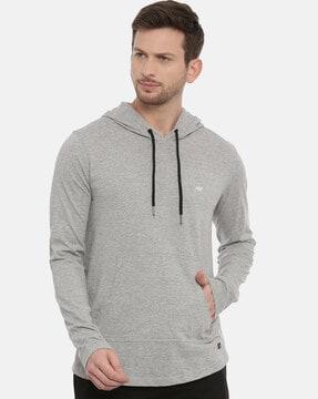 regular fit heathered hooded t-shirt