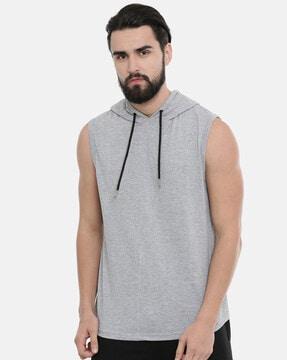 regular fit heathered hooded t-shirt