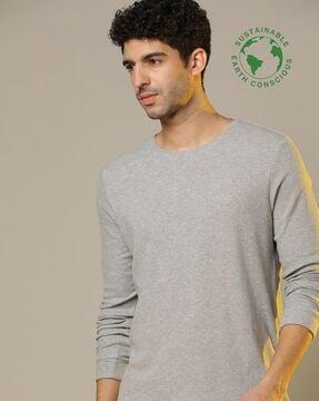 regular fit heathered organic cotton crew-neck sweatshirt