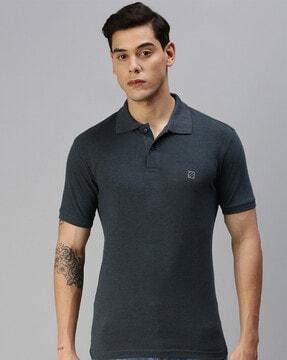 regular fit heathered polo t-shirt