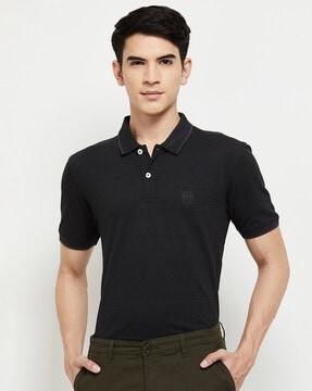 regular fit heathered polo t-shirt